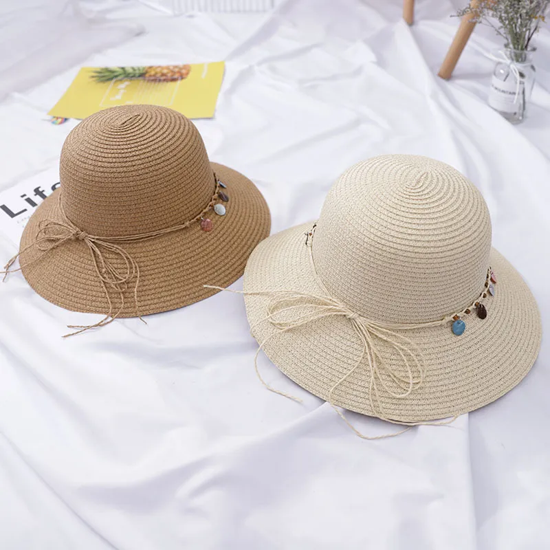 Straw Hat For Women And Kids Bowknot Straw Visor Summer Hat_voghion.com
