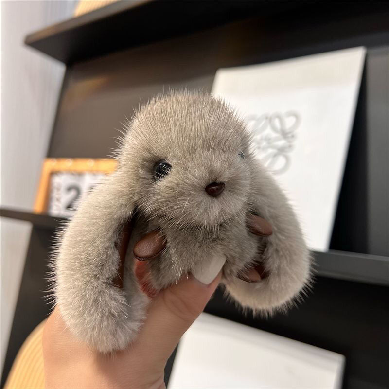 mignon vent longues oreilles lapin vison peluche pendentif sac poupée poupée pendentif voiture porte-clés