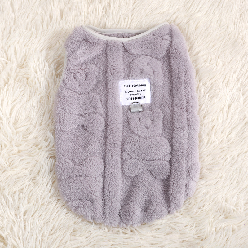 Autumn Winter Dog Macaron Series Leashable Simple Style Solid Color Pet Vest Fleece Cat Warm Clothes_voghion.com