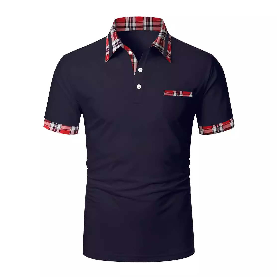 001 2023 Summer New Cross-Border Independent Station Men's Polo Shirt Short Sleeve Color Block Zipper Top_voghion.com