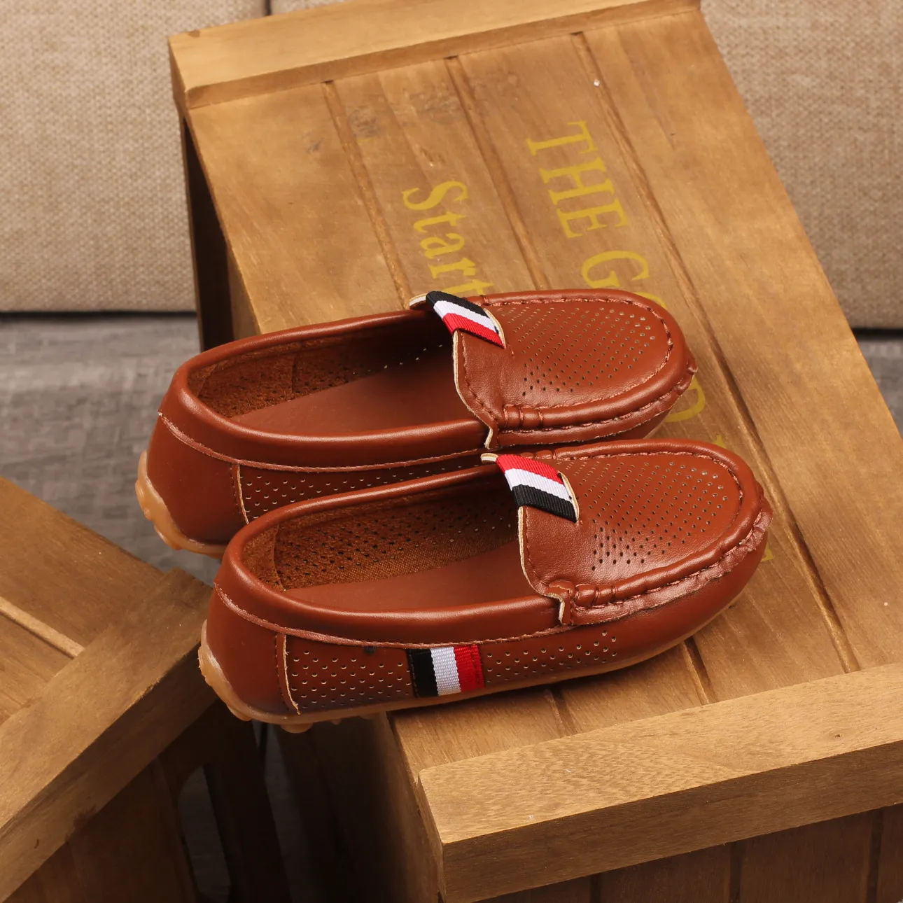 Kanner PU Lieder Jugend Casual Style Happysteps Weich bequem Loafers Slip on Klengkanner Kannerschong Gréissten US5C-US4Y_voghion.com
