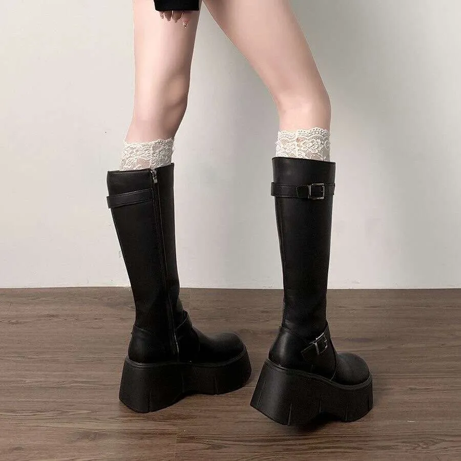 Damen Plateau Kniehohe Stiefel Für Den Herbst Europäischer Stil_voghion.com