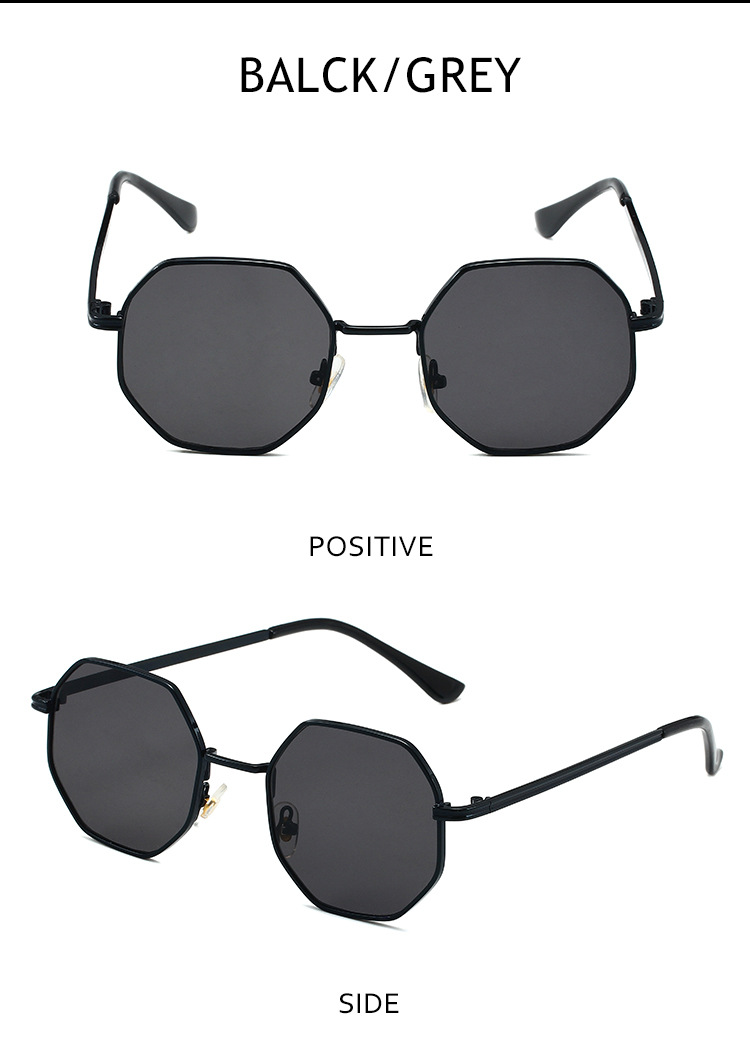 Retro Small Frame Sunglasses - Men & Women's Trendy Metal Octagonal Glasses (Street Style, Round Face Fit - S2086)_voghion.com