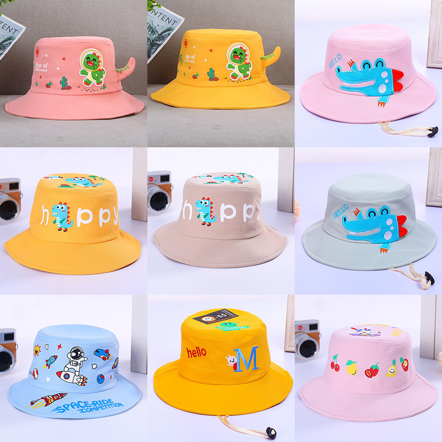 Children's fisherman hat cartoon cute basin hat thin sun protection sunshade children's outdoor sun hat summer boys and girls_voghion.com