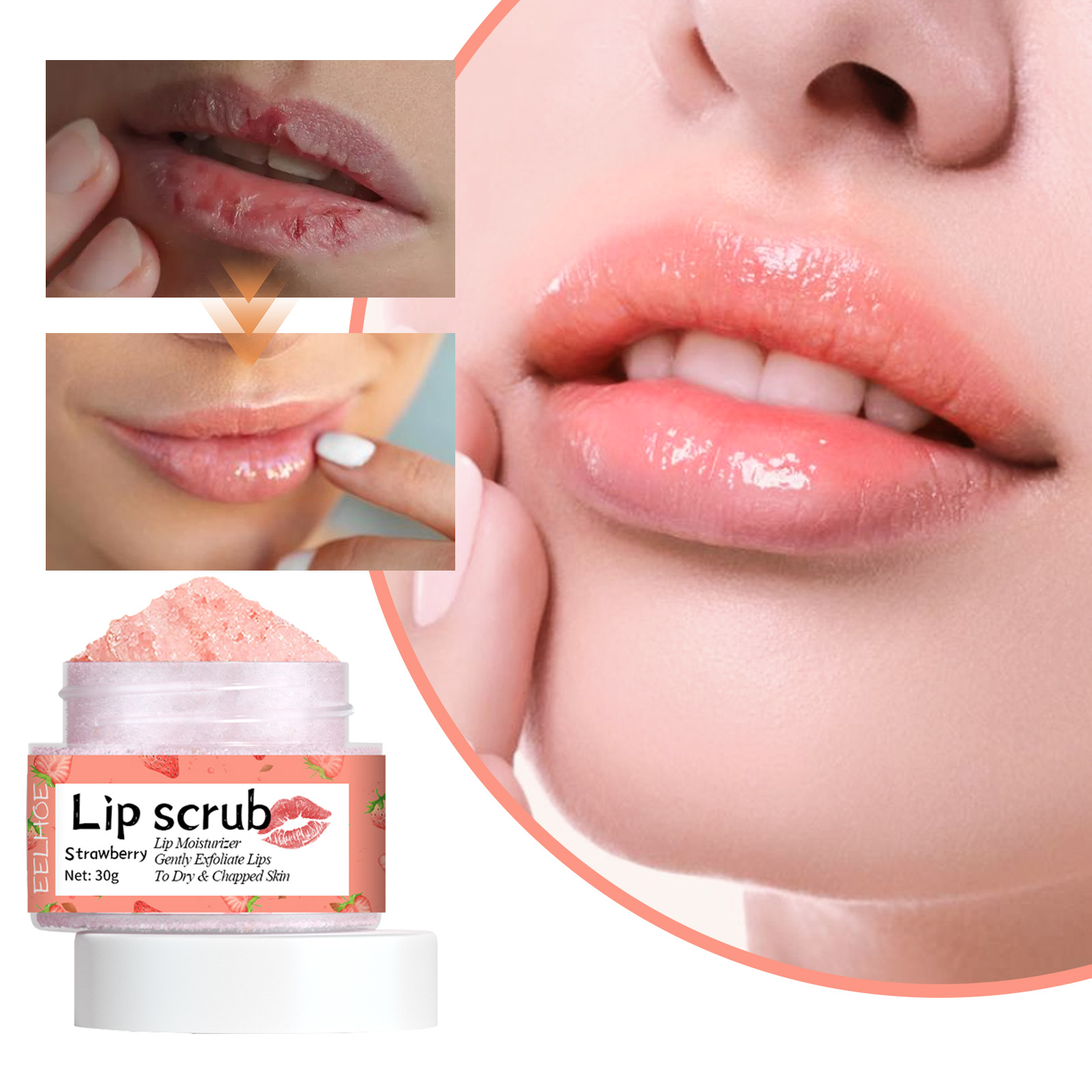 EELHOE lip scrub lips, prevents dryness cracks, moisturizes dead skin, and lightens corners of the lips_voghion.com