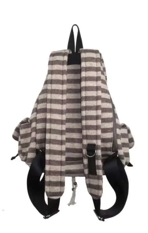 Jeans a righe uguali giapponese e coreano funzionale casual plaid grande capacità coppia borsa a tracolla zaino_voghion.com