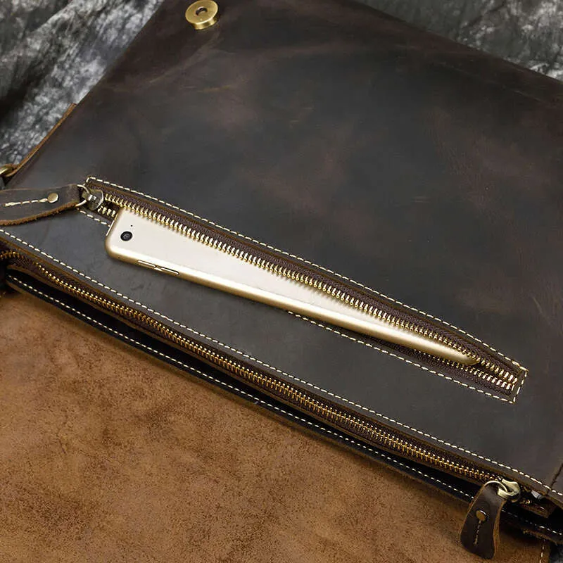 Vintage Crazy Horse Aktentaschen Laptop Büro Für Männer Abdeckung Messenger herren Leder Tasche Computer Taschen_voghion.com
