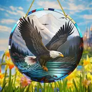 8" Weißkopfseeadler-Sonnenfänger - Buntes, rundes Acryl. Perfekte Sommerdekoration für Fenster/Veranda/Wand. Toller Kranz als Mittelstück oder Heimdekoration._voghion.com