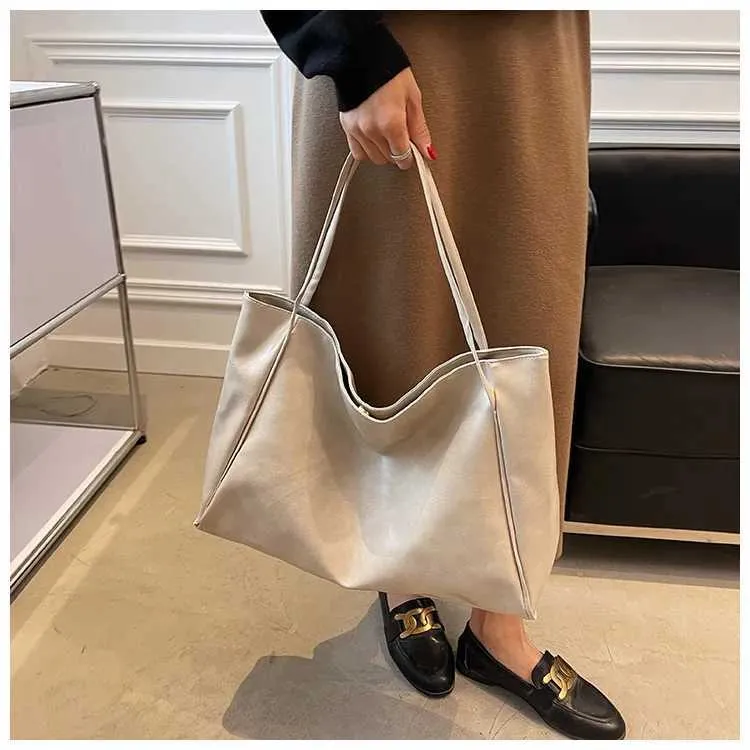 Casual Pu Leather Shoulder Bag Solid Colour Tote For Women_voghion.com
