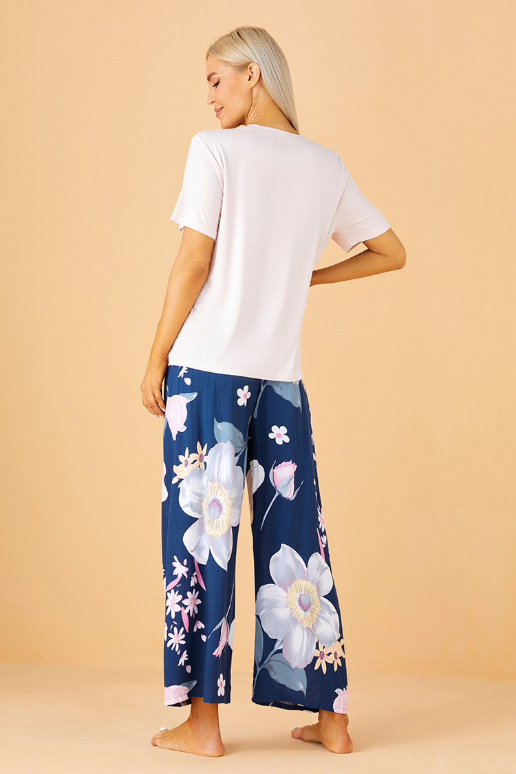 Completo pigiama donna girocollo maniche corte loungewear_voghion.com