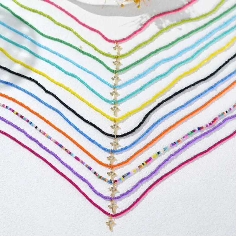 Kæder Go2boho Boho Minimalistisk Håndlavet Tilbehør Design Kors Vedhæng Perlehalskæder Til Kvinder Mænd Sommer Strand_voghion.com