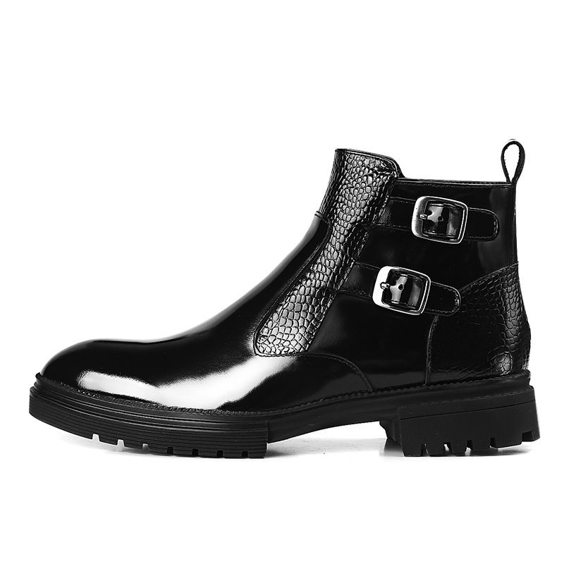 Men’s Shoes leather men's short thick soled big head round boots_voghion.com