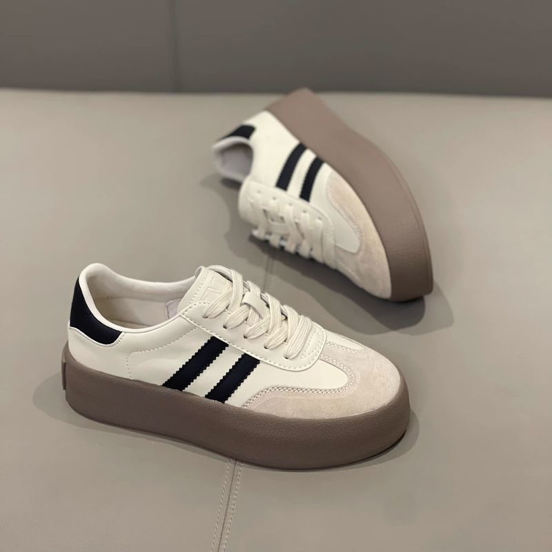Damenschuhe mit dicker Sohle, deutsches Training, Frühjahr 2024, neue Schuhe aus echtem Leder mit weicher Unterseite, vielseitige, bequeme weiße Freizeitschuhe_voghion.com