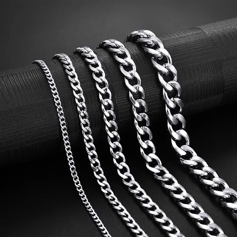Rustfritt stålkjedehalskjede for menn og kvinner, kubansk lenke, svart gull, sierfarge, punk, choker, mote, mannsmykker, gave_voghion.com