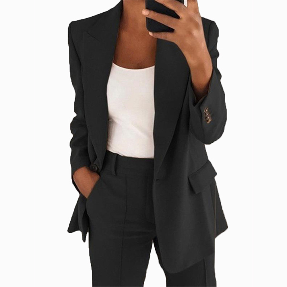 Abito da donna con temperamento cardigan sottile con risvolto alla moda, giacca, pantaloni, tuta da donna_voghion.com