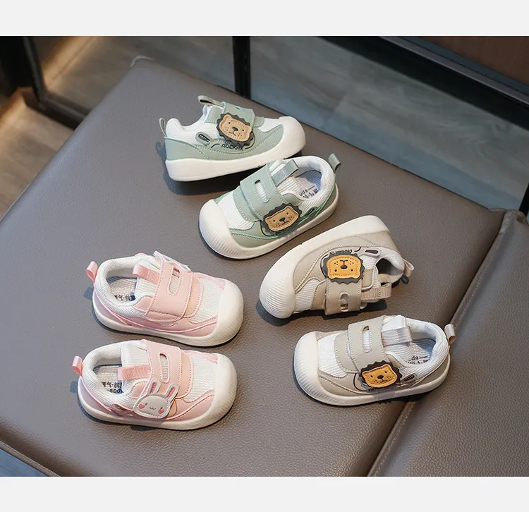 Çocuklar Yumuşak Tabanlı İlk Yürüteçler Bebek İlkbahar Sonbahar File Üst Cutefeet Çocuk Günlük Spor Ayakkabıları Yürümeye Başlayan Çocuk Kaymaz_voghion.com