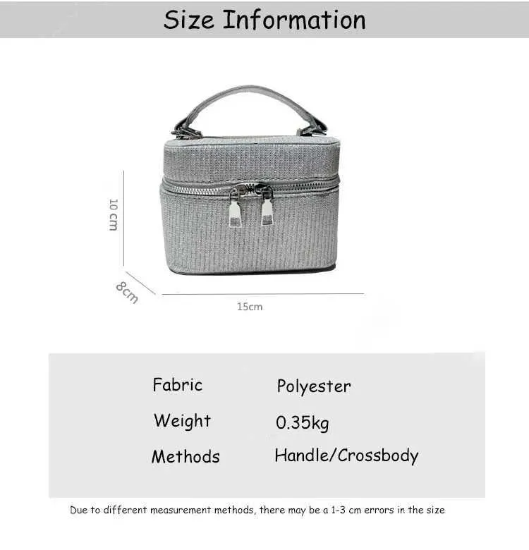 Glänzende Box-Umhängetasche für Frauen, süße Mini-Umhängetasche mit Reißverschluss und Kette, lässige, allgleiche Pendlertasche_voghion.com