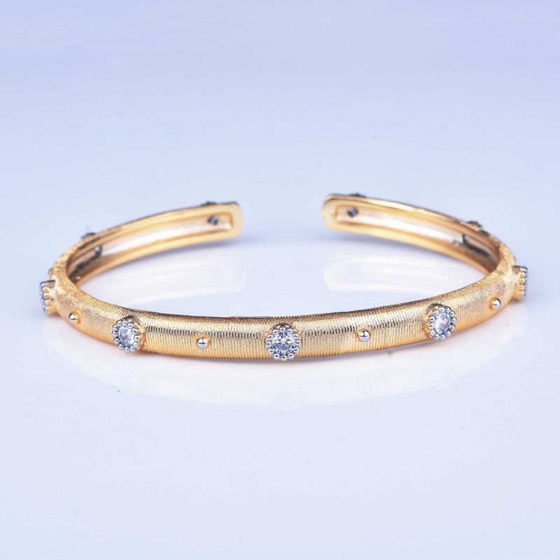 Copper Retro Plating Inlay Geometric Zircon Bangle_voghion.com
