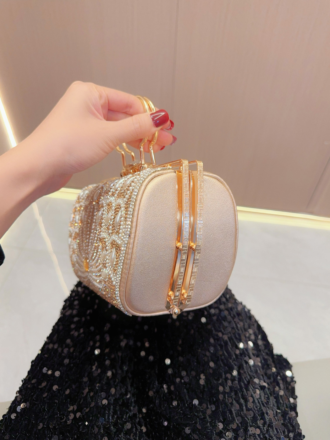 Nouveau sac à main de mariage d'équipe de barre avec le sac de Banquet de bandoulière incrusté de diamant_voghion.com