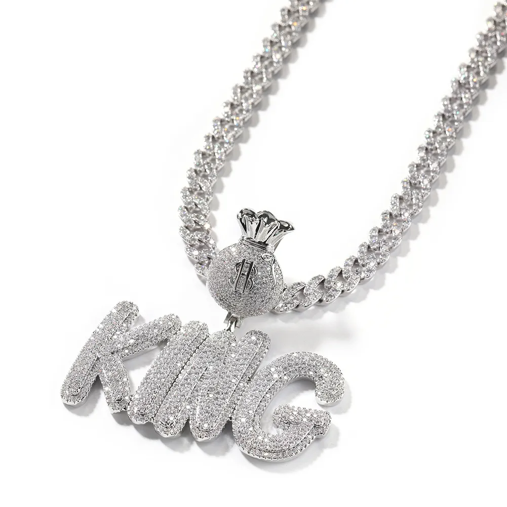Hip Hop Name Dollar Symbol Hook Body Letter ing Custom Necklace for Women Men_voghion.com