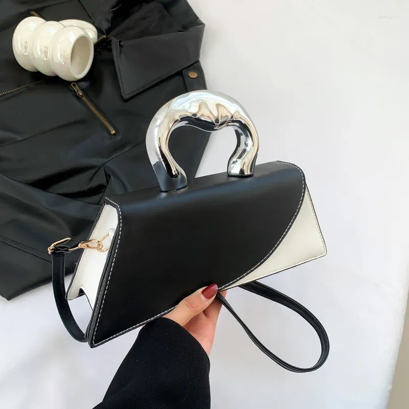 Kordelzug Patchwork Handtaschen Für Frauen Metall Top Griff Tasche Dame Große Kapazität Designer Totes Schulter Taschen Weibliche_voghion.com