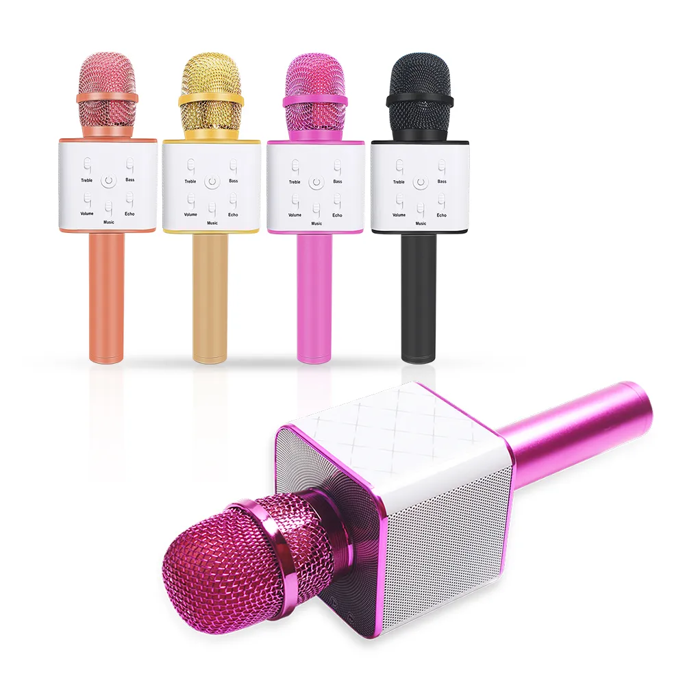 Q7 Bluetooth Wireless Smartphone Microphone Handheld Mic Dual Speakers Home Ktv With Storage Bag_voghion.com