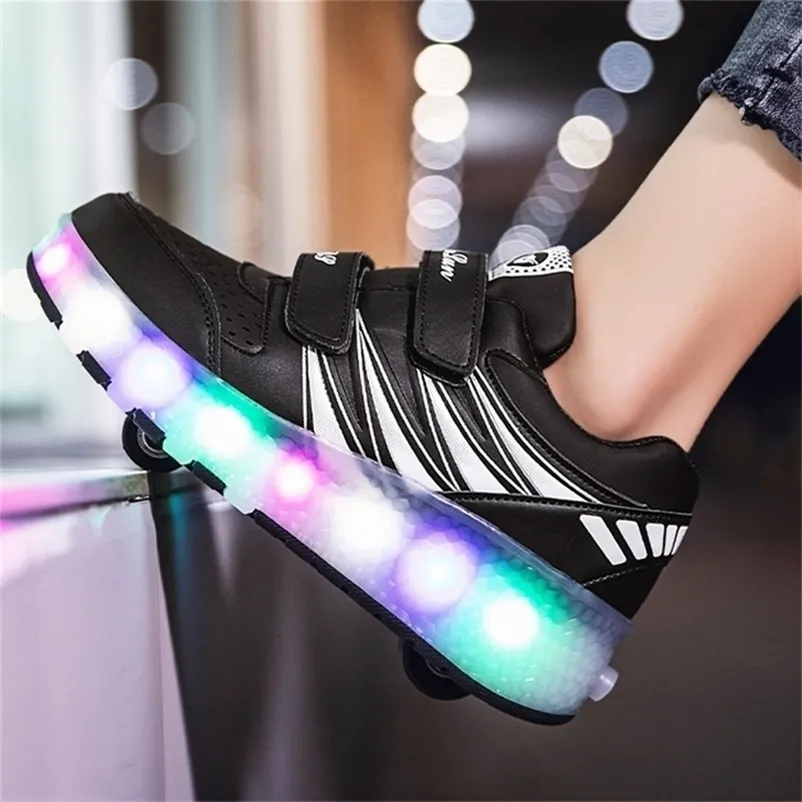 Sneakers Roller Skates 2 Wheels Shoes Glowing Lighted Led Children Boys Girls Kids Fashion Luminous Sports Boots Casual_voghion.com