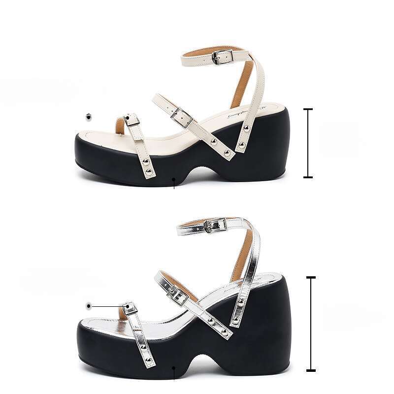 Women's Thick Bottom Sandals, Increased Slope Heel_voghion.com