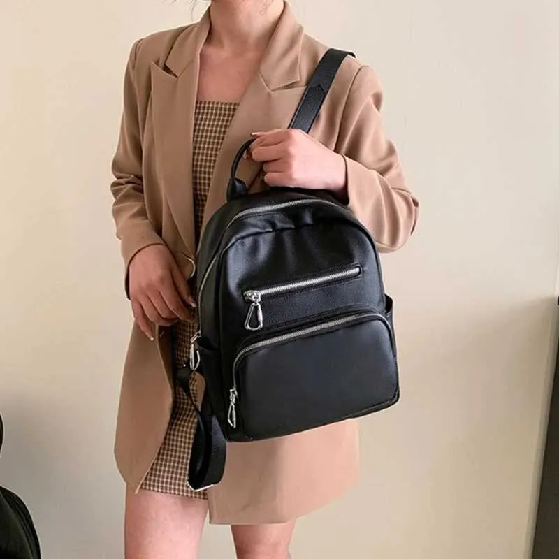 Small Women's Anti-theft Pu Leather Backpack School Bag Daypack_voghion.com
