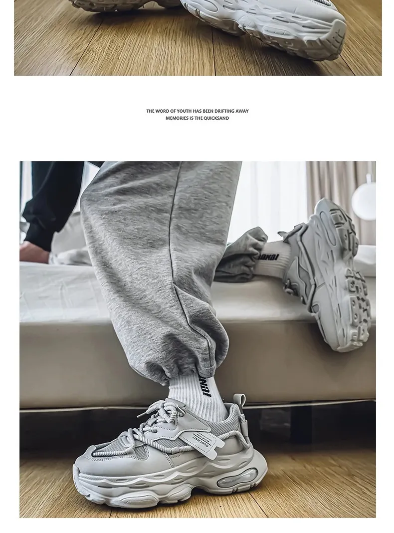 Chunky Platform Running Shoes For Men Anti Slip Breathable Casual_voghion.com