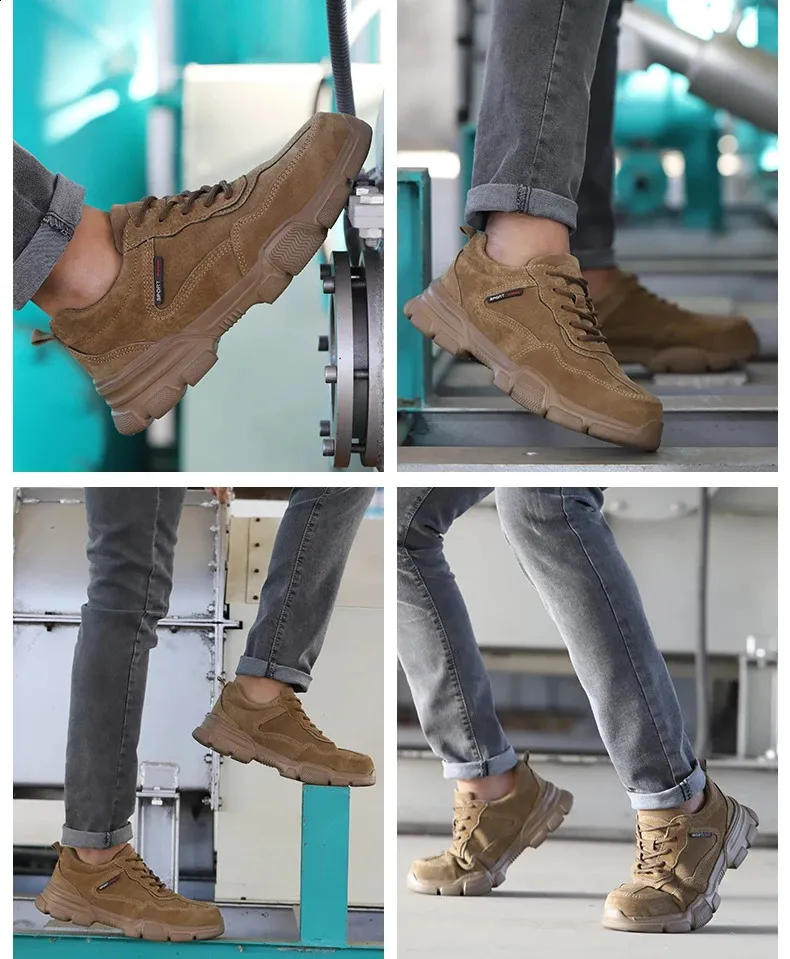 Arbejdssikkerhed Herre slip-on letvægts ståltåkapper, ikke-nedbrydelige, punkteringssikre arbejdssko til mænd_voghion.com