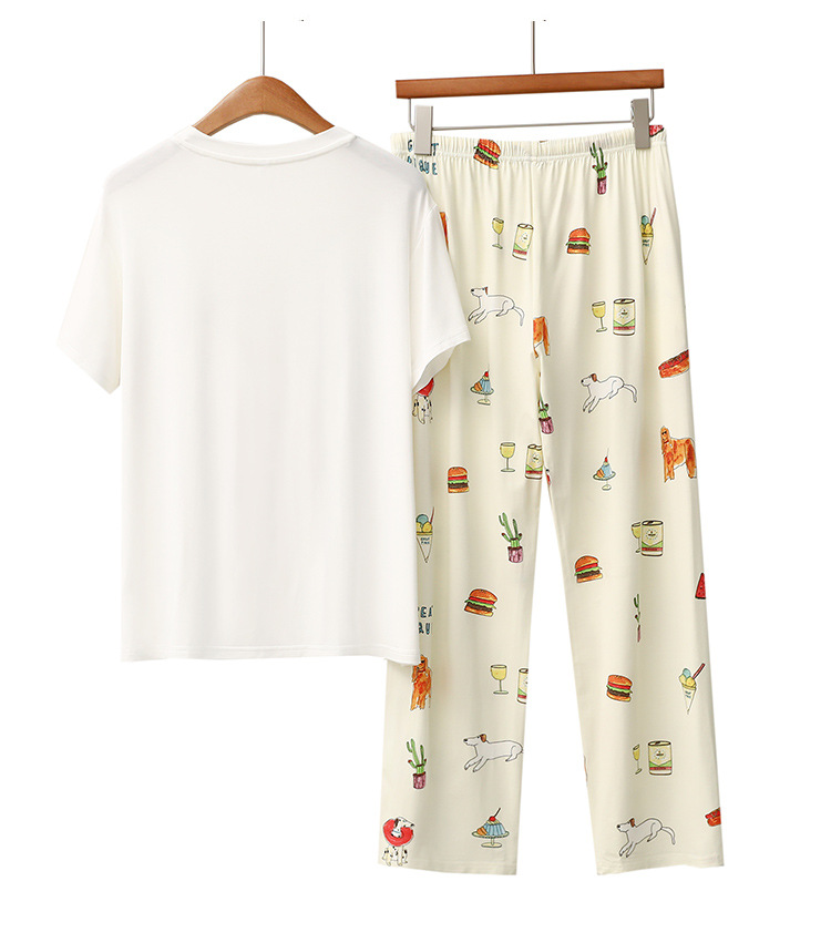 Nachtwäsche für Damen Modaler Pyjama für Damen, Burger, Eiscreme, kurzärmelige Hose, süße Heimkleidung_voghion.com