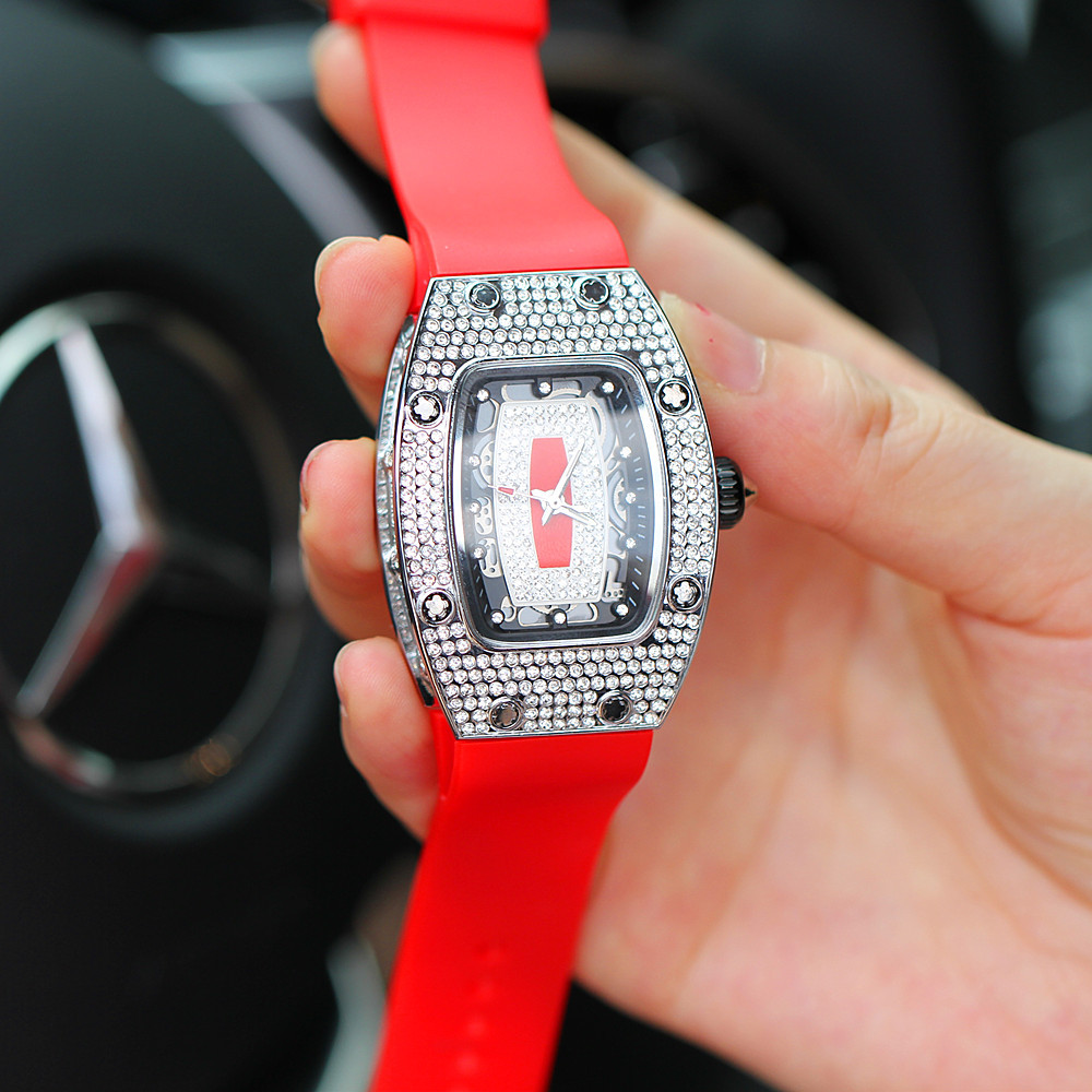 Riicht Moudetrend Nei Damen Wäin Eemer Mikro Nuecht Glühende Voll Diamant Silikonband Waasserdicht Quartz Auer_voghion.com