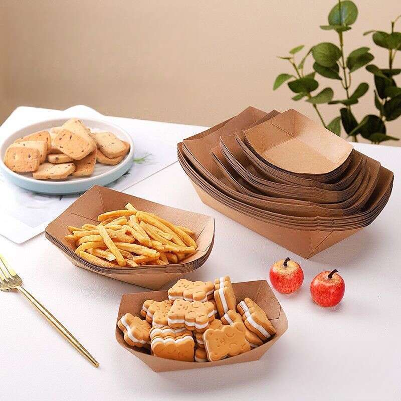 Kraft Open Boat Commercial Fried No Folding Chicken Rice, Flower Chips, Snack Box, Paper Tray, Barbecue Tray_voghion.com