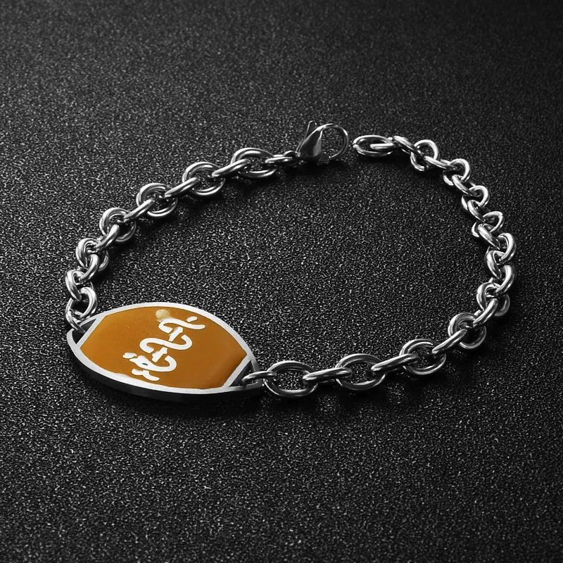 Bracelets à maillons personnalisés en acier inoxydable pour hommes et femmes avec marque médicale en or_voghion.com