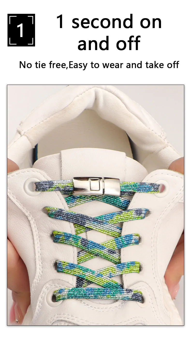 Lacci elastici per scarpe senza lacci Lacci colorati per scarpe piatte Veloci da indossare e togliere Comodi lacci per scarpe pigre Unisex 1_voghion.com