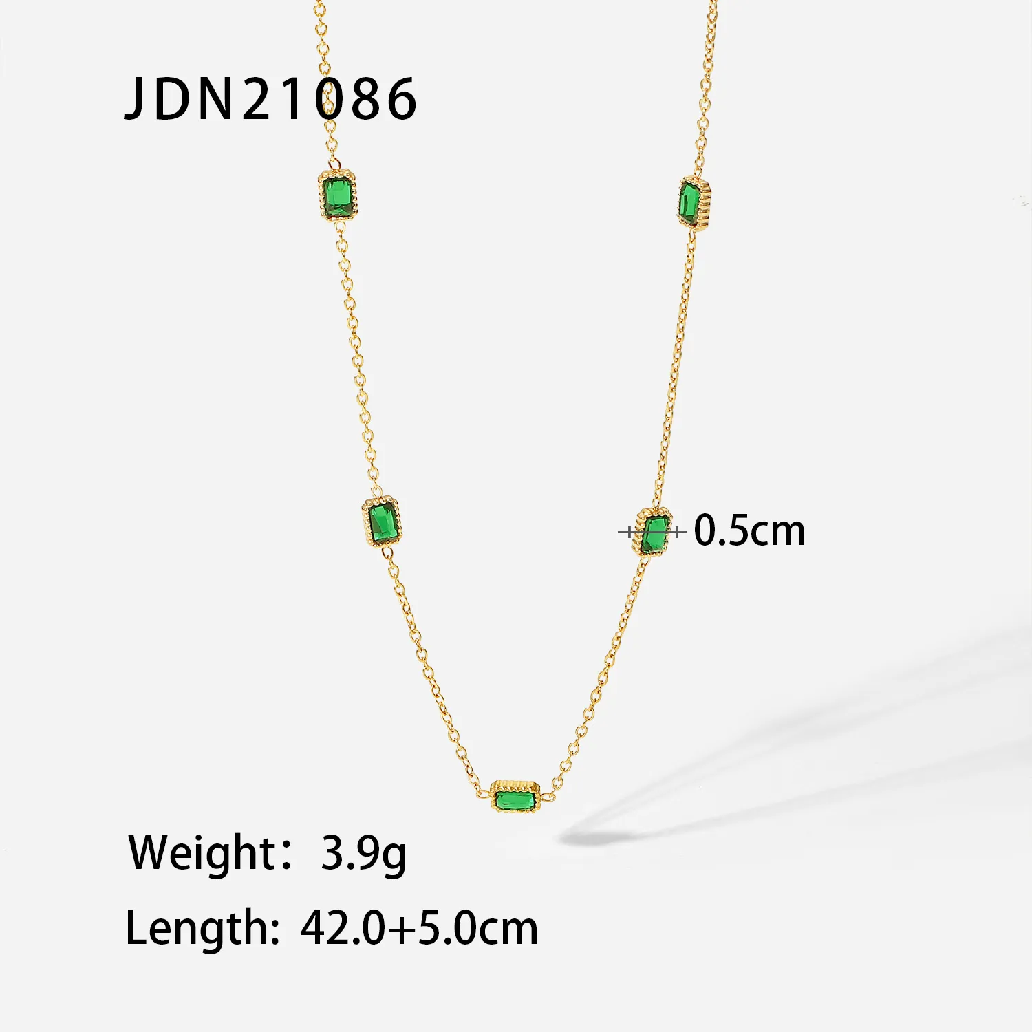 Catene Uworld Dainty 14k placcato oro gioielli verde zircone cubico collana in acciaio inossidabile rettangolo girocollo per le donne_voghion.com