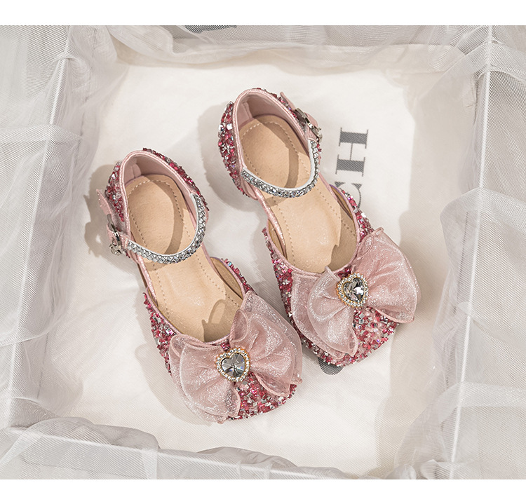 Princs Elsa Mädchen Sandalen 2024 Sommer Neue Mittlere bis Große Kinder Baby Kleine Mädchen Kristall Stirnband Weiche Sohle_voghion.com