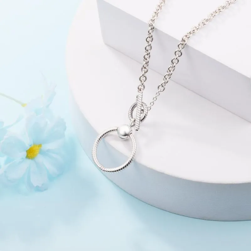 Chains Sier Sterling Jewelry Moments O Pendant T-bar Necklace For Women Gift Original Charm WholesaleChains Sidn22_voghion.com