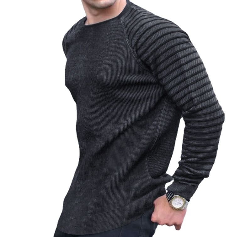 Herren-Pullover mit Rundhalsausschnitt, Waffelmuster, Herbst- und Winterdruck, Jugend, lässig, Sportpullover für Herren_voghion.com