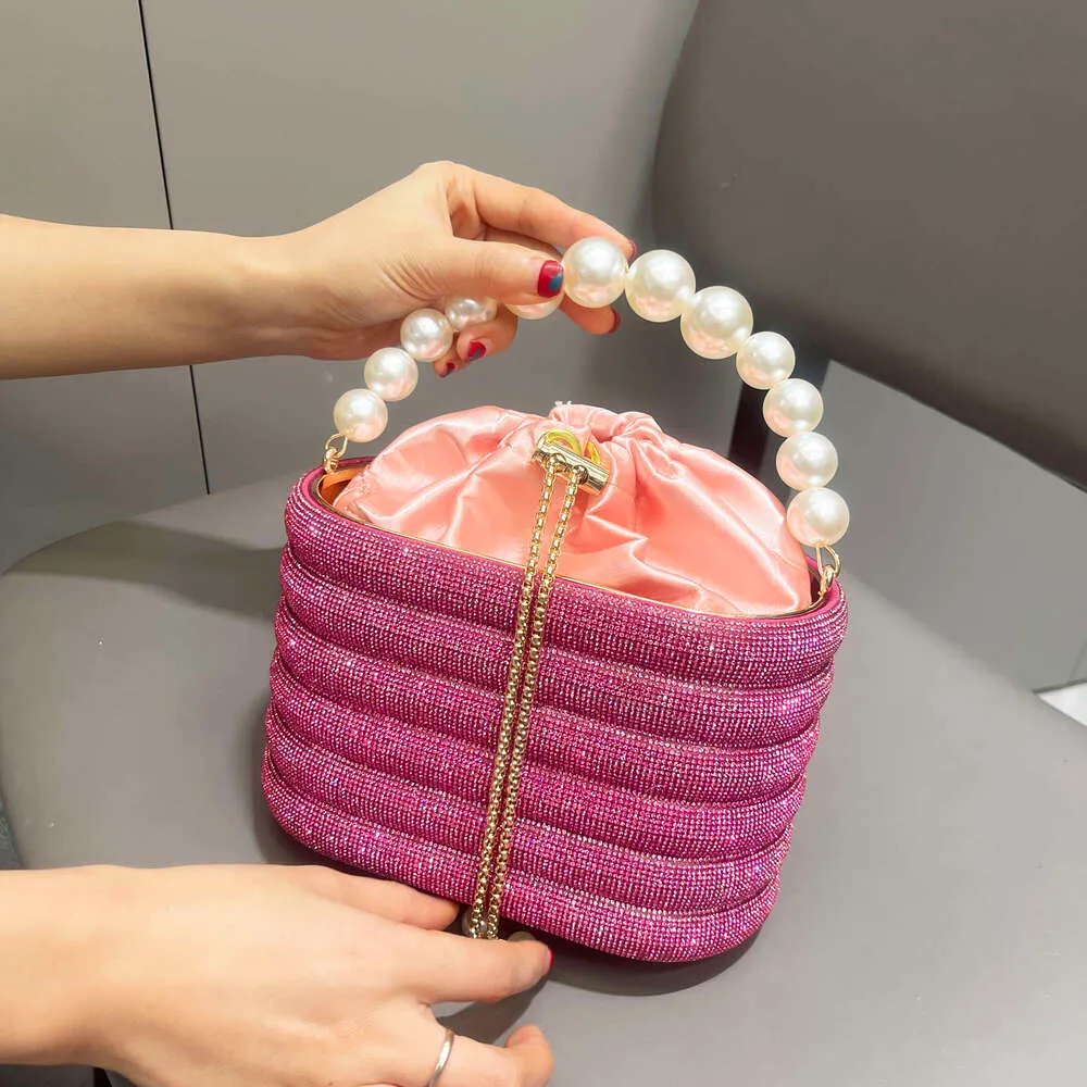 Borse da sera e borsetta da donna, borsa a tracolla con cristalli lucidi, borsa a secchiello_voghion.com