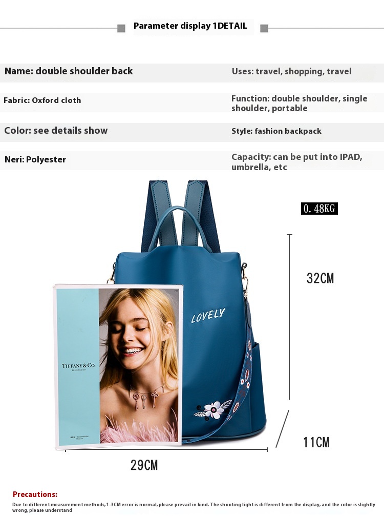 2024 New Oxford Cloth Small Backpack For Women Korean Version Anti-theft Lightweight Single Shoulder Dual-purpose Student Backpack_voghion.com