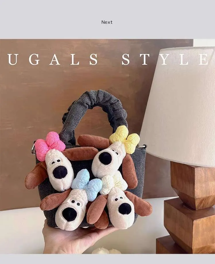 Bolso de mano de mezclilla con forma de cubo de peluche para mujer, de gran capacidad, estilo bandolera, informal_voghion.com
