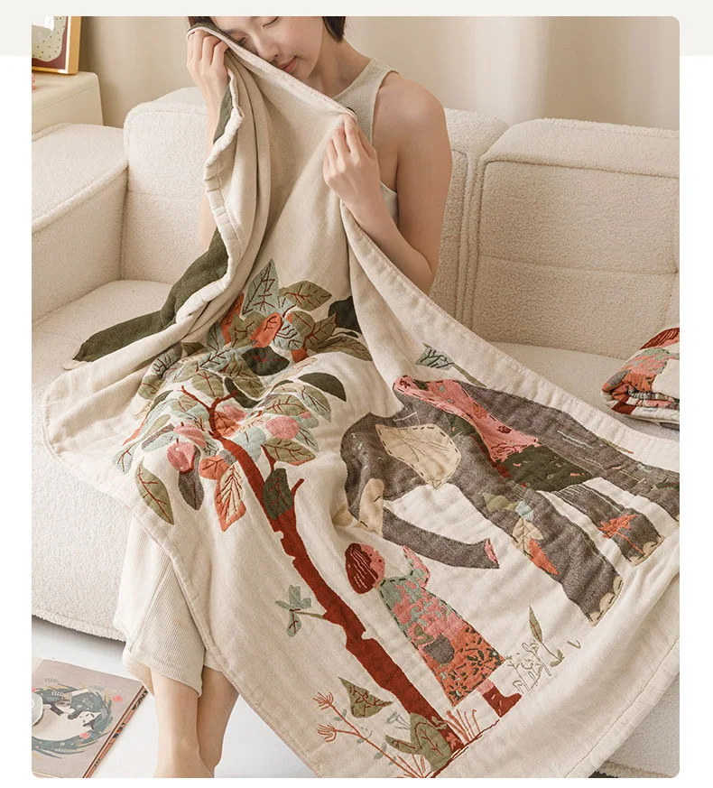 Premium Four-layer Cotton Gauze Bath Towel And Multi-use Blanket_voghion.com