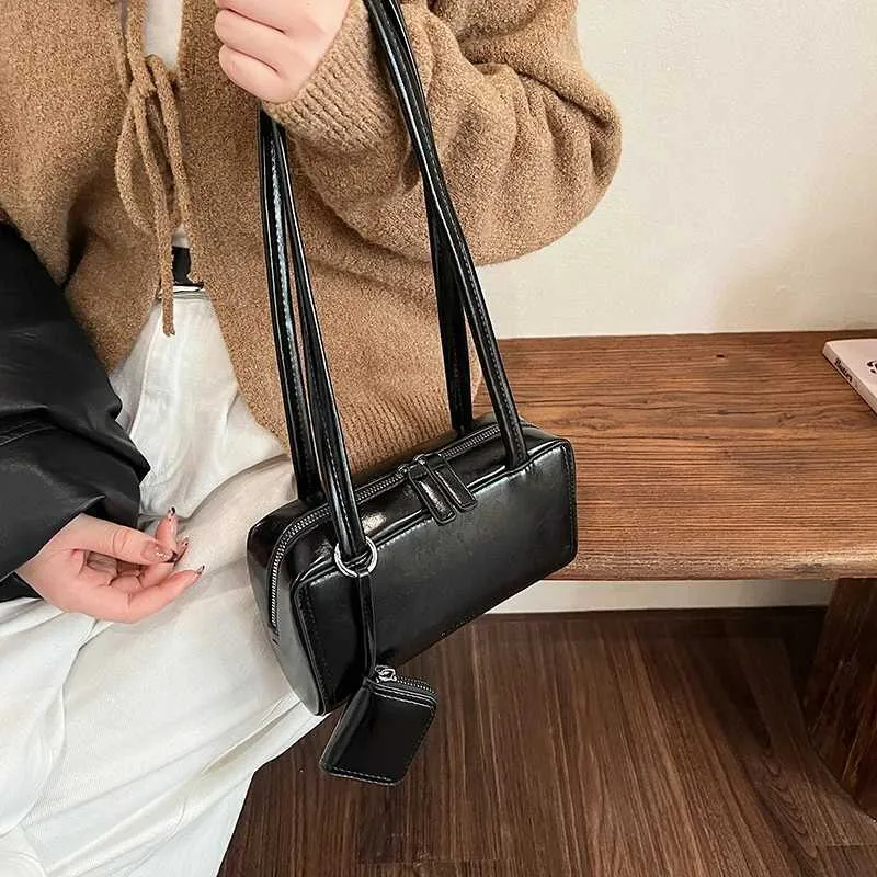 Designer Tasche LEFTSIDE 2-teilig/Set klein PU Leder quadratisch 2024 Winter Y2K neue modische Damen Tasche mit Geldbörse Handtasche_voghion.com