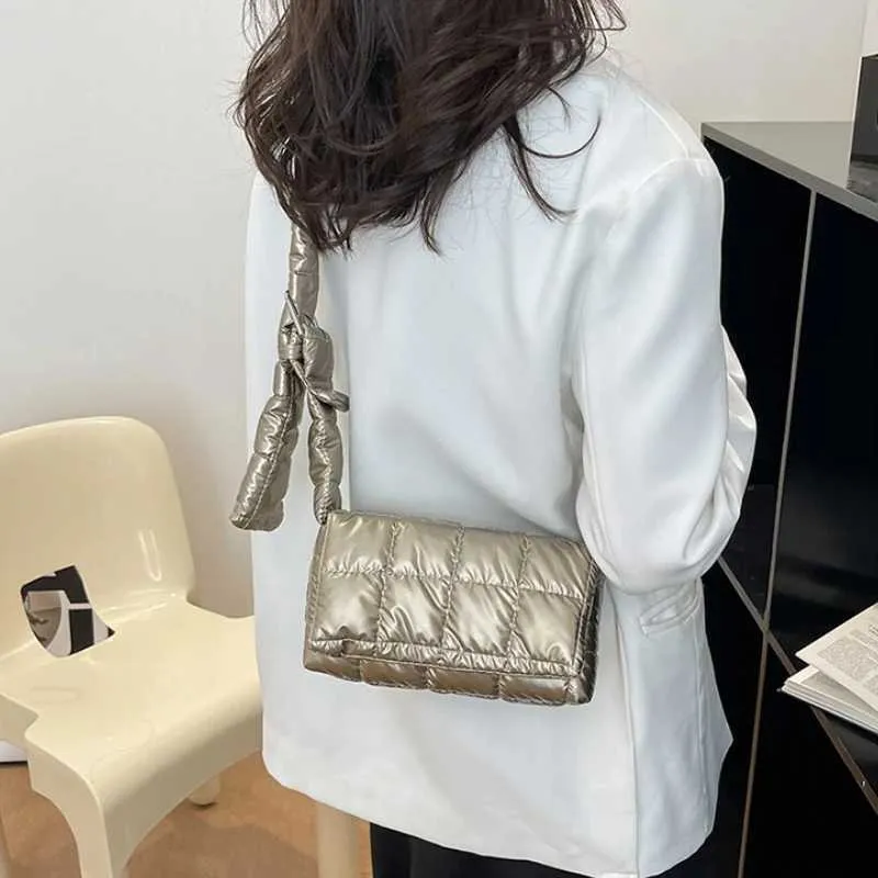 Moda trapuntata invernale leggera calda imbottita in cotone scozzese spalla donne sottobraccio borse gonfie borse C241216_voghion.com