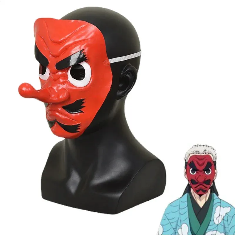 Kimetsu No Yaiba Urokodaki Sakonji Red Latex Tengu Mask Anime Cosplay Accessories Halloween Party Prop Maks 240821_voghion.com