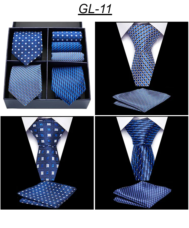 Rusetit Miesten Solmiosarja Klassinen 7,5 cm Solmio ja Keltainen Vihreä Musta Paisley Pocket Square Miehille Häät_voghion.com