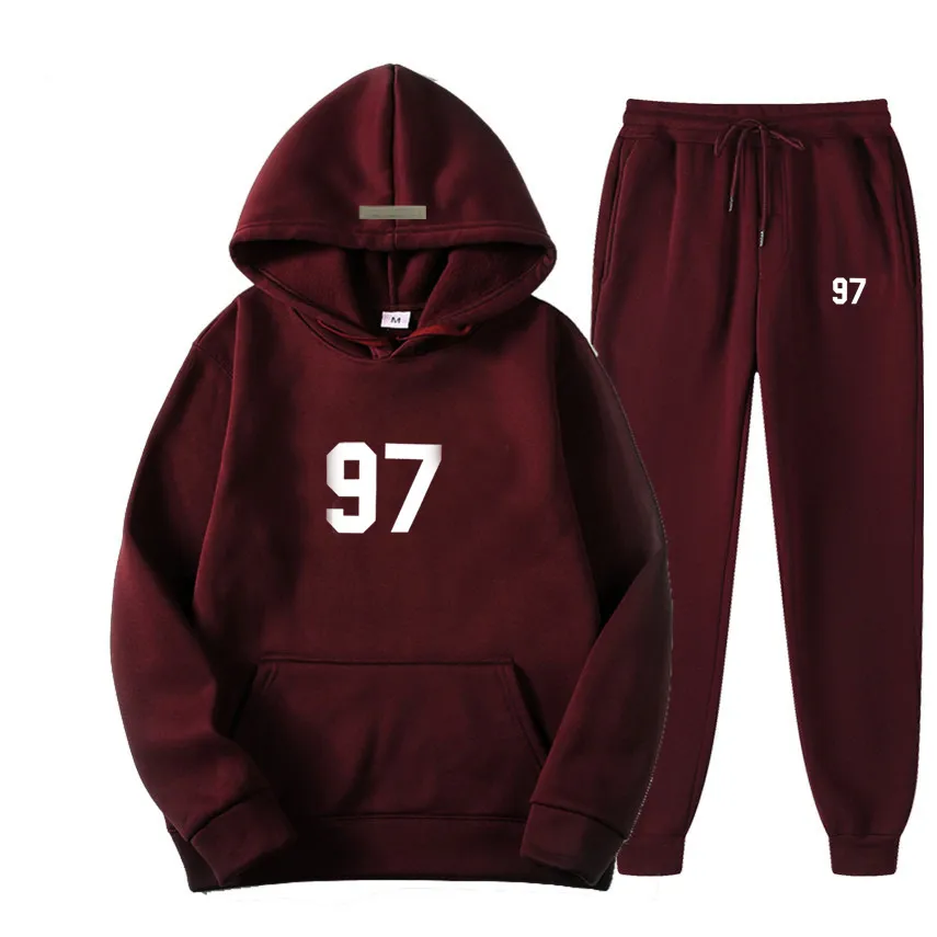 Survêtements pour hommes, ensembles à capuche imprimés, sweats à capuche, pantalons de survêtement, amples, à la mode, 2 pièces, vêtements pour hommes et femmes_voghion.com