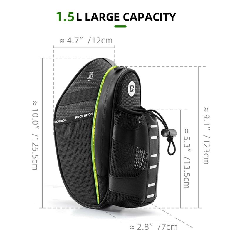 ROCKBROS Satteltasche, 1,5L Tasche mit Flaschenhalter, für Fahrradsitz_voghion.com
